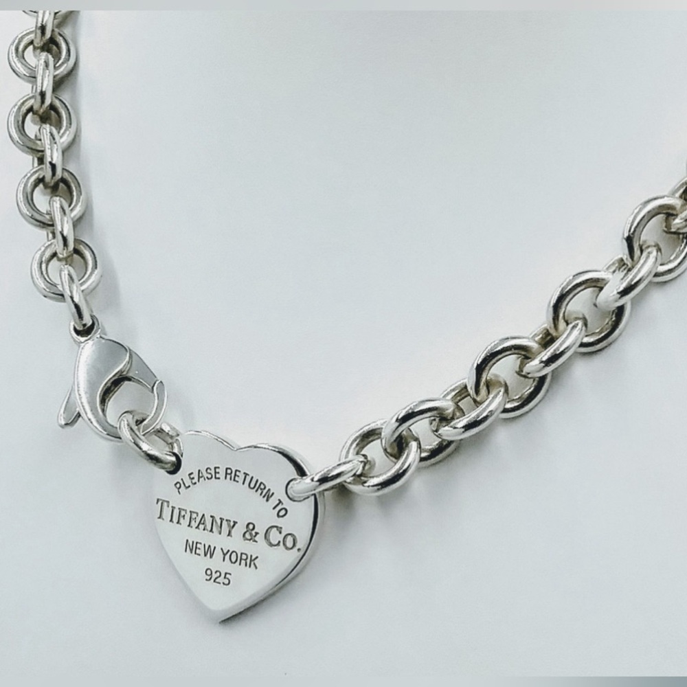 15” Authentic Tiffany heart tag choker in sterling silver